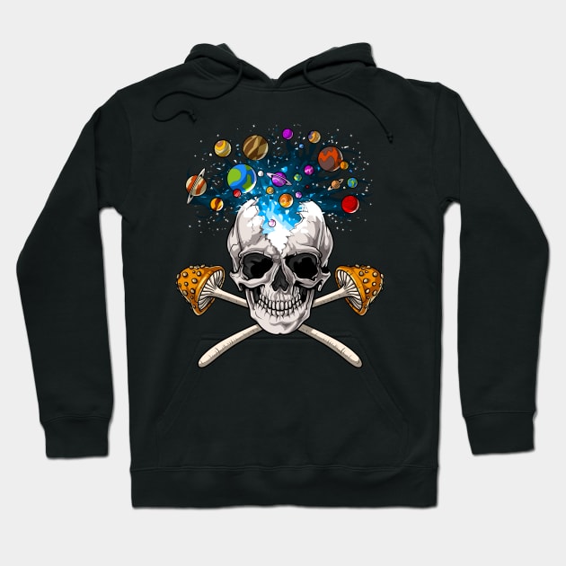 Magic Mushrooms Skull Hoodie by underheaven